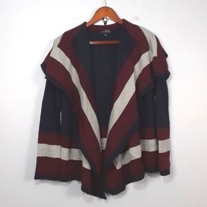 The Limited Western Cowgirl Waterfall Striped Colorblock Open Front Cardigan
